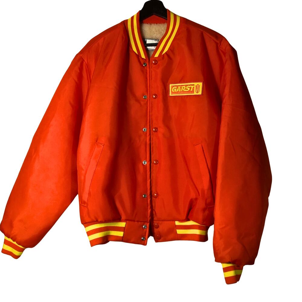 SWINGSTER Seed Patch Jacket Men L Corn Snap Farmer Orange Sherpa Lined Garst